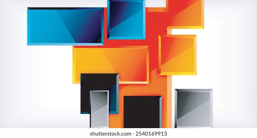 Colorful squares and rectangles. Vector Illustration For Wallpaper, Banner, Background, Card, Book Illustration, landing page