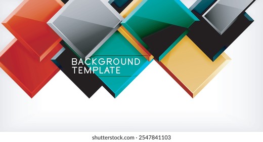 Quadrados e retângulos coloridos. Ilustração vetorial para papel de parede, banner, plano de fundo, cartão, ilustração de livro, página inicial