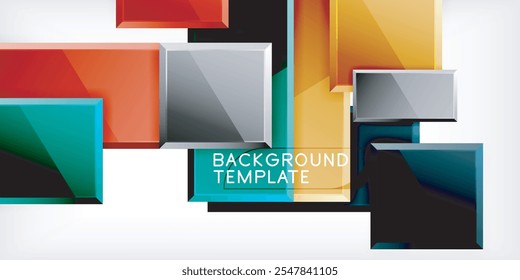 Colorful squares and rectangles. Vector Illustration For Wallpaper, Banner, Background, Card, Book Illustration, landing page