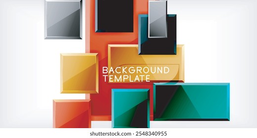 Quadrados e retângulos coloridos. Ilustração vetorial para papel de parede, banner, plano de fundo, cartão, ilustração de livro, página inicial
