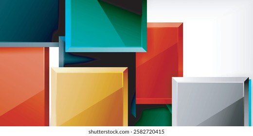 Colorful squares and rectangles. Vector Illustration For Wallpaper, Banner, Background, Card, Book Illustration, landing page