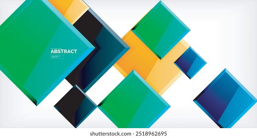 Colorful squares with reflections abstract background design. Vector Illustration For Wallpaper, Banner, Background, Card, Book Illustration, landing page