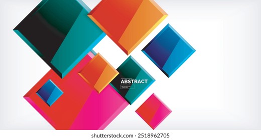 Cuadrados coloridos con reflejos de diseño de fondo abstracto. Ilustración vectorial para el Fondo de pantalla, Anuncio, fondo, tarjeta, ilustración del libro, landing page