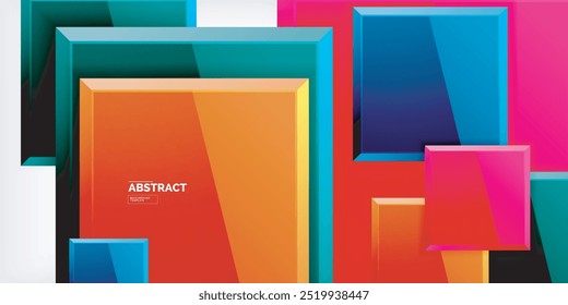 Cuadrados coloridos con reflejos de diseño de fondo abstracto. Ilustración vectorial para el Fondo de pantalla, Anuncio, fondo, tarjeta, ilustración del libro, landing page