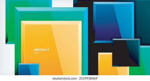 Colorful squares with reflections abstract background design. Vector Illustration For Wallpaper, Banner, Background, Card, Book Illustration, landing page