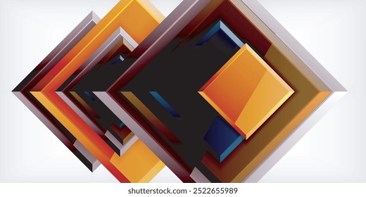 Colorful squares with reflections abstract background design. Vector Illustration For Wallpaper, Banner, Background, Card, Book Illustration, landing page