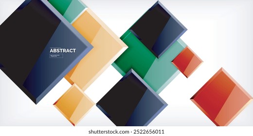 Quadrados coloridos com reflexos design de fundo abstrato. Ilustração vetorial para papel de parede, banner, plano de fundo, cartão, ilustração de livro, página inicial