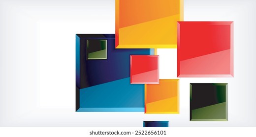Colorful squares with reflections abstract background design. Vector Illustration For Wallpaper, Banner, Background, Card, Book Illustration, landing page