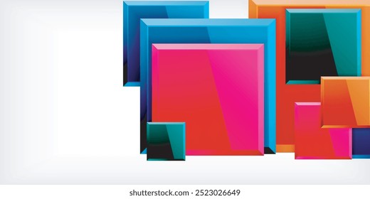 Cuadrados coloridos con reflejos de diseño de fondo abstracto. Ilustración vectorial para el Fondo de pantalla, Anuncio, fondo, tarjeta, ilustración del libro, landing page