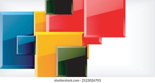 Colorful squares with reflections abstract background design. Vector Illustration For Wallpaper, Banner, Background, Card, Book Illustration, landing page