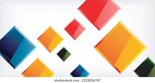 Quadrados coloridos com reflexos design de fundo abstrato. Ilustração vetorial para papel de parede, banner, plano de fundo, cartão, ilustração de livro, página inicial