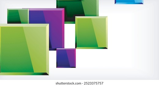 Quadrados coloridos com reflexos design de fundo abstrato. Ilustração vetorial para papel de parede, banner, plano de fundo, cartão, ilustração de livro, página inicial