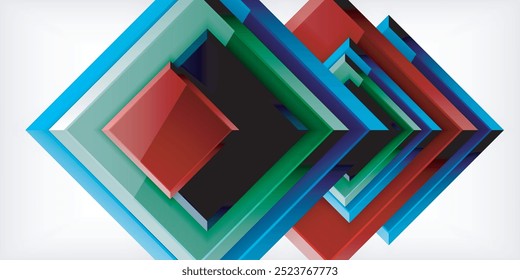 Colorful squares with reflections abstract background design. Vector Illustration For Wallpaper, Banner, Background, Card, Book Illustration, landing page