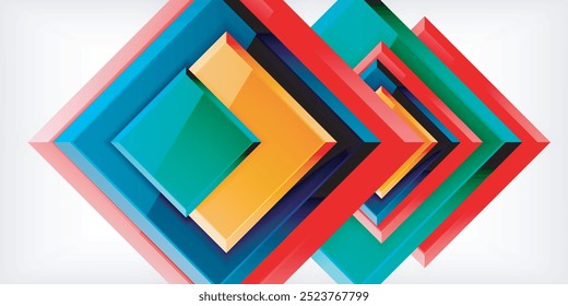 Colorful squares with reflections abstract background design. Vector Illustration For Wallpaper, Banner, Background, Card, Book Illustration, landing page