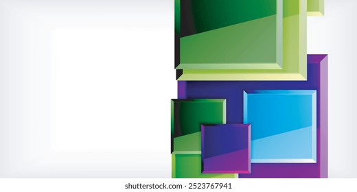 Colorful squares with reflections abstract background design. Vector Illustration For Wallpaper, Banner, Background, Card, Book Illustration, landing page