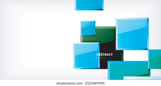 Colorful squares with reflections abstract background design. Vector Illustration For Wallpaper, Banner, Background, Card, Book Illustration, landing page