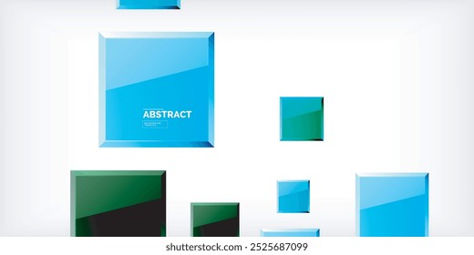 Colorful squares with reflections abstract background design. Vector Illustration For Wallpaper, Banner, Background, Card, Book Illustration, landing page