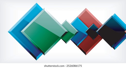 Quadrados coloridos com reflexos design de fundo abstrato. Ilustração vetorial para papel de parede, banner, plano de fundo, cartão, ilustração de livro, página inicial