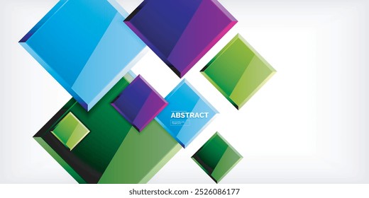 Colorful squares with reflections abstract background design. Vector Illustration For Wallpaper, Banner, Background, Card, Book Illustration, landing page