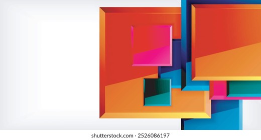 Colorful squares with reflections abstract background design. Vector Illustration For Wallpaper, Banner, Background, Card, Book Illustration, landing page