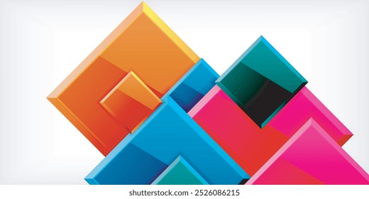 Colorful squares with reflections abstract background design. Vector Illustration For Wallpaper, Banner, Background, Card, Book Illustration, landing page