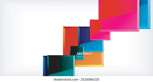 Quadrados coloridos com reflexos design de fundo abstrato. Ilustração vetorial para papel de parede, banner, plano de fundo, cartão, ilustração de livro, página inicial
