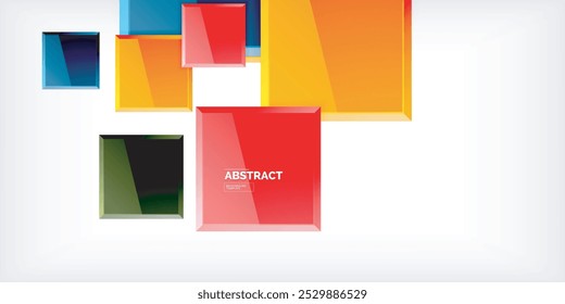 Colorful squares with reflections abstract background design. Vector Illustration For Wallpaper, Banner, Background, Card, Book Illustration, landing page