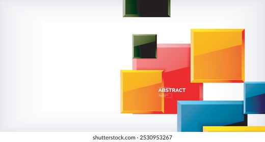 Colorful squares with reflections abstract background design. Vector Illustration For Wallpaper, Banner, Background, Card, Book Illustration, landing page