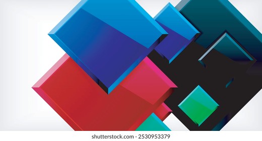 Cuadrados coloridos con reflejos de diseño de fondo abstracto. Ilustración vectorial para el Fondo de pantalla, Anuncio, fondo, tarjeta, ilustración del libro, landing page