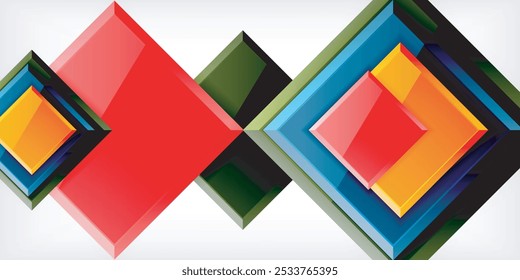 Colorful squares with reflections abstract background design. Vector Illustration For Wallpaper, Banner, Background, Card, Book Illustration, landing page