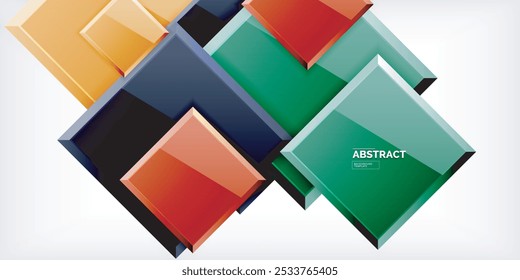 Colorful squares with reflections abstract background design. Vector Illustration For Wallpaper, Banner, Background, Card, Book Illustration, landing page
