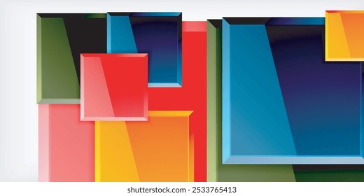 Colorful squares with reflections abstract background design. Vector Illustration For Wallpaper, Banner, Background, Card, Book Illustration, landing page