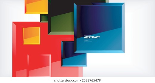 Colorful squares with reflections abstract background design. Vector Illustration For Wallpaper, Banner, Background, Card, Book Illustration, landing page