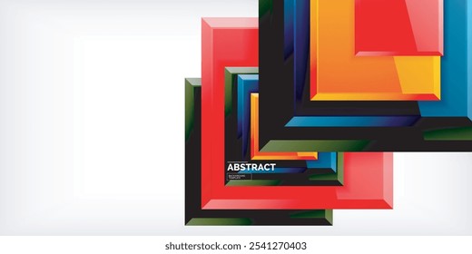 Colorful squares with reflections abstract background design. Vector Illustration For Wallpaper, Banner, Background, Card, Book Illustration, landing page