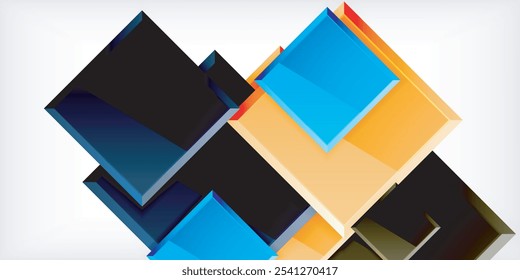 Quadrados coloridos com reflexos design de fundo abstrato. Ilustração vetorial para papel de parede, banner, plano de fundo, cartão, ilustração de livro, página inicial