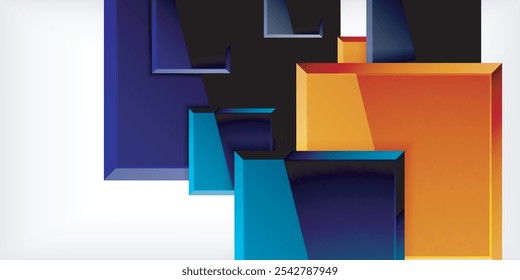 Colorful squares with reflections abstract background design. Vector Illustration For Wallpaper, Banner, Background, Card, Book Illustration, landing page