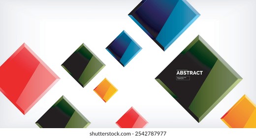 Colorful squares with reflections abstract background design. Vector Illustration For Wallpaper, Banner, Background, Card, Book Illustration, landing page