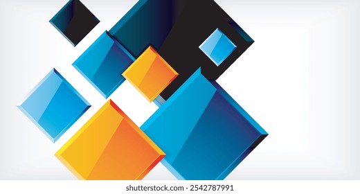 Quadrados coloridos com reflexos design de fundo abstrato. Ilustração vetorial para papel de parede, banner, plano de fundo, cartão, ilustração de livro, página inicial