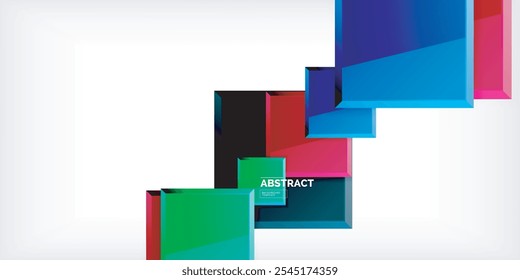 Colorful squares with reflections abstract background design. Vector Illustration For Wallpaper, Banner, Background, Card, Book Illustration, landing page