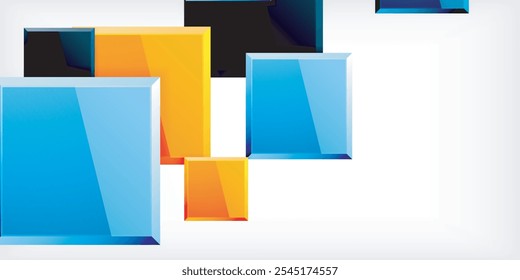 Cuadrados coloridos con reflejos de diseño de fondo abstracto. Ilustración vectorial para el Fondo de pantalla, Anuncio, fondo, tarjeta, ilustración del libro, landing page