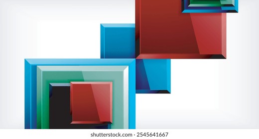 Cuadrados coloridos con reflejos de diseño de fondo abstracto. Ilustración vectorial para el Fondo de pantalla, Anuncio, fondo, tarjeta, ilustración del libro, landing page