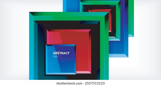Colorful squares with reflections abstract background design. Vector Illustration For Wallpaper, Banner, Background, Card, Book Illustration, landing page