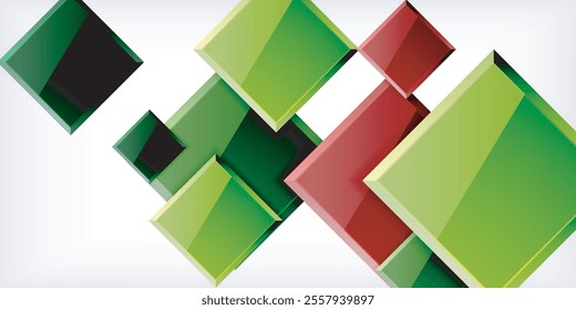 Colorful squares with reflections abstract background design. Vector Illustration For Wallpaper, Banner, Background, Card, Book Illustration, landing page