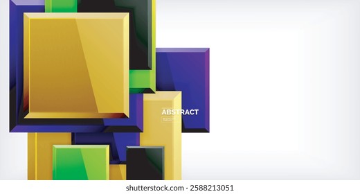 Colorful squares with reflections abstract background design. Vector Illustration For Wallpaper, Banner, Background, Card, Book Illustration, landing page