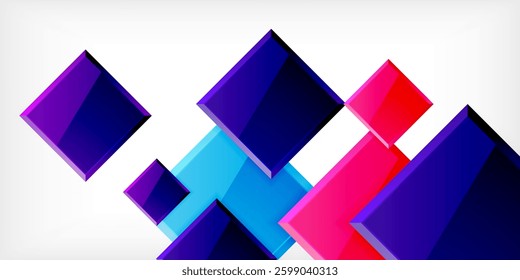 Colorful squares with reflections abstract background design. Vector Illustration For Wallpaper, Banner, Background, Card, Book Illustration, landing page