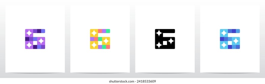 Colorful Squares With Sparkling Star Letter Logo Design G