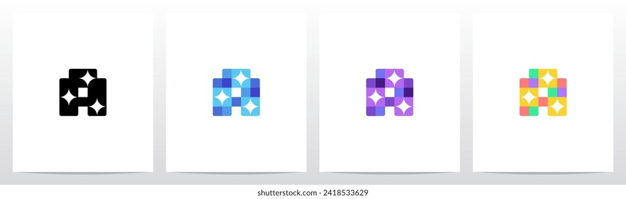 Plazas Coloridas Con El Diseño De Logotipo De La Carta Estelar Sparkling A