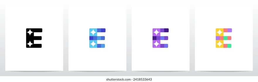 Cuadrados Coloridos Con Diseño De Logotipo De Letra Estelar Sparkling E