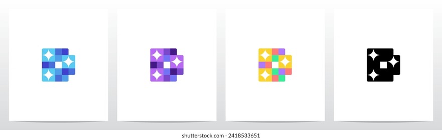 Colorful Squares With Sparkling Star Letter Logo Design D