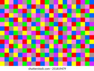 Colorful squares in strong colors close-packed in a landscape format